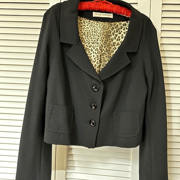 Louise Kennedy Wool Jacket Silk Leopard Print Lining Size 10 Runs Small - Picture 1 of 14